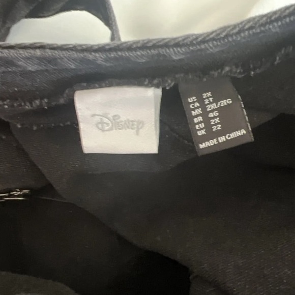 Disney Forever 21 Mickey Mouse Black Denim Overall Dress Size 2X Raw Rolled Hem - Picture 8 of 8